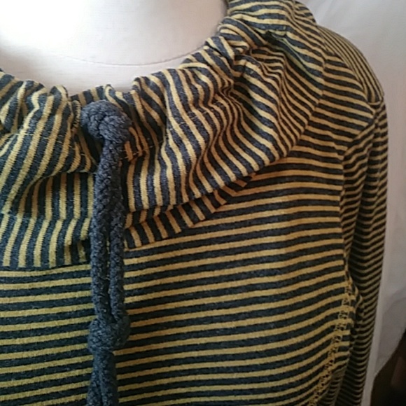 Lur mustard/charcoal striped hoodie-sz S - Picture 3 of 5